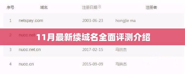 11月最新续域名全面评测介绍
