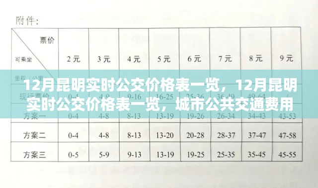 昆明公交实时价格表,全面解析城市公共交通费用