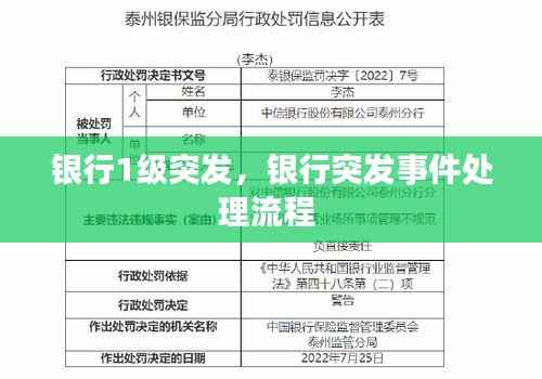 银行1级突发,银行突发事件处理流程