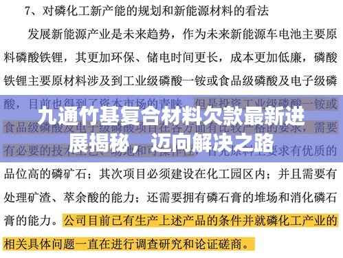 九通竹基复合材料欠款最新进展揭秘,迈向解决之路