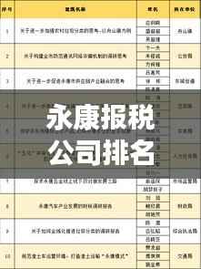 永康报税公司排名大揭秘,影响力深度剖析
